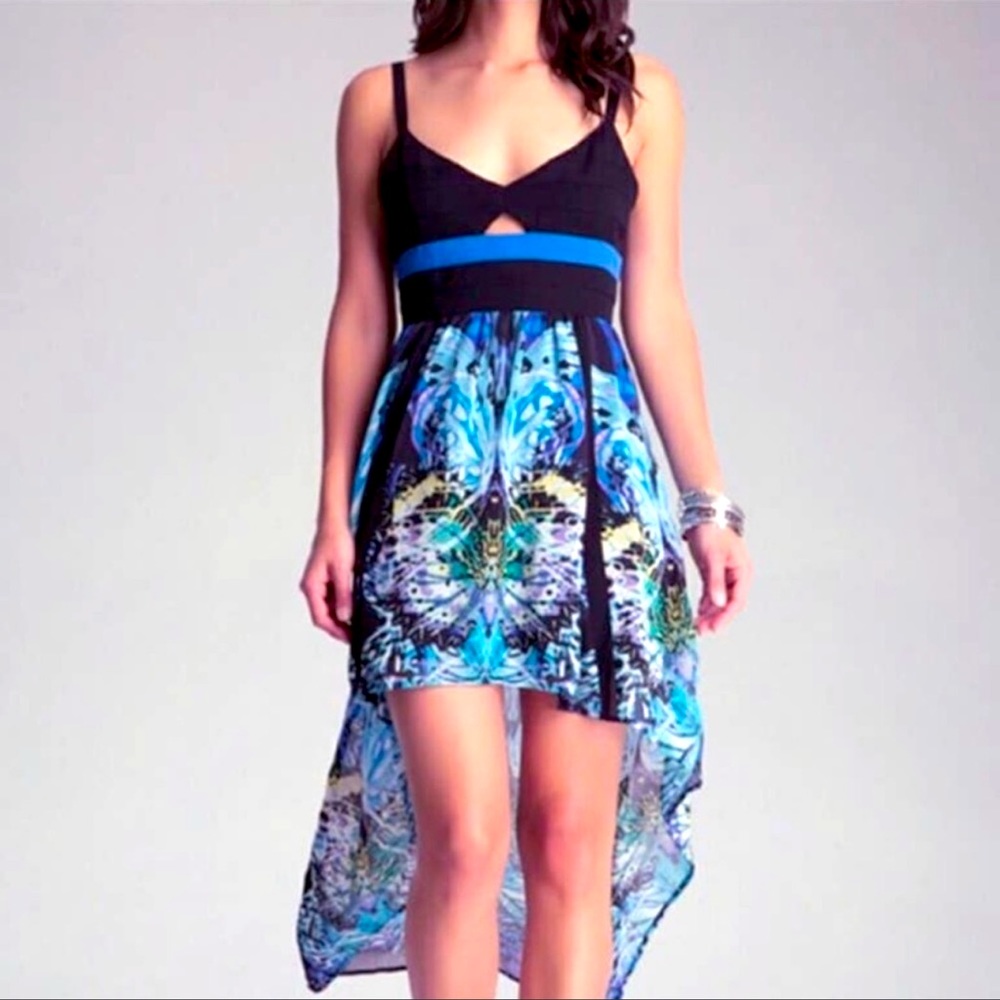 Beautiful Bebe Empire Waist Dress With Butterfly Print